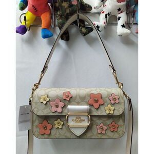 Coach Morgan In Signature Canvas W/ Floral Applique Crossbody Shoulder Bag - NWT